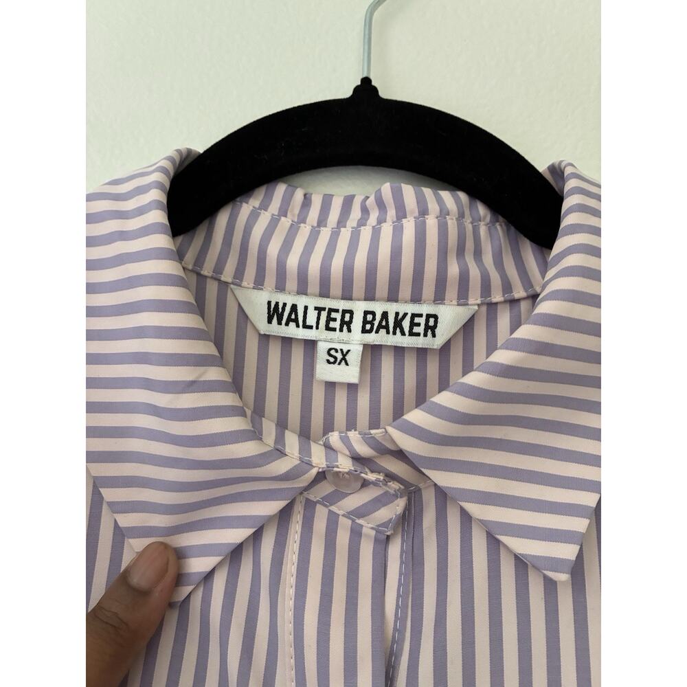 Walter Baker Preppy Preston A-Line Shirt Dress Lilac Pink Purple Stripes XS - Picture 6 of 8